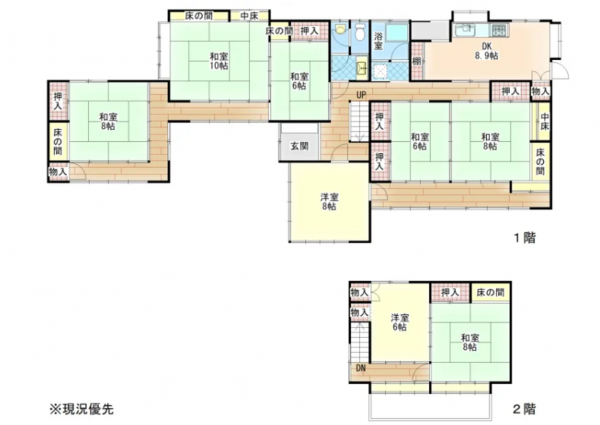 塩尻市大門、中古一戸建ての間取り画像です