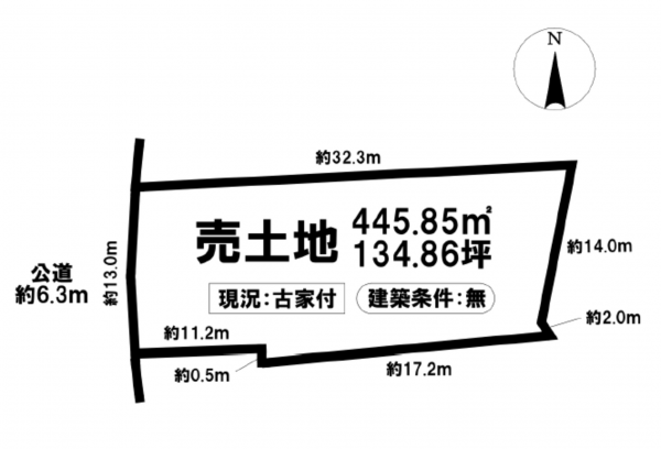 名古屋市昭和区八事富士見、土地の間取り画像です