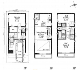 名古屋市昭和区駒方町、中古一戸建ての間取り画像です