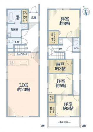 名古屋市昭和区折戸町、新築一戸建ての間取り画像です