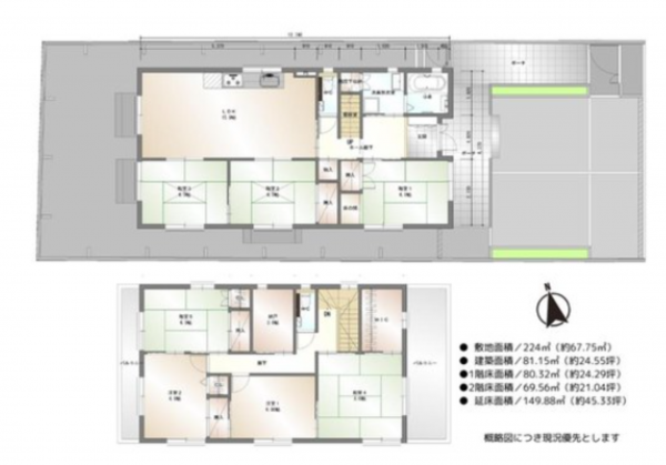 名古屋市昭和区伊勝町、中古一戸建ての間取り画像です