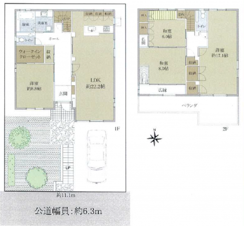 名古屋市昭和区菊園町、中古一戸建ての間取り画像です