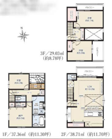 名古屋市昭和区北山町、新築一戸建ての間取り画像です