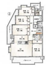 名古屋市昭和区山手通、中古マンションの間取り画像です
