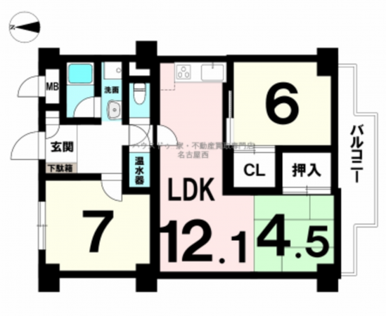 名古屋市昭和区藤成通、中古マンションの間取り画像です
