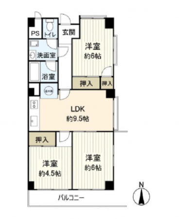 名古屋市昭和区広路町、中古マンションの間取り画像です