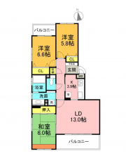 名古屋市昭和区滝川町、中古マンションの間取り画像です