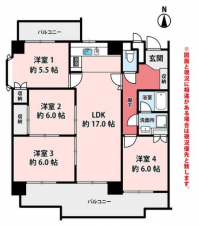 名古屋市昭和区滝子通、中古マンションの間取り画像です