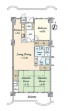名古屋市昭和区滝子通、中古マンションの間取り画像です