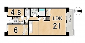 名古屋市昭和区八事富士見、中古マンションの間取り画像です
