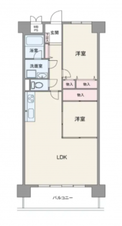名古屋市昭和区滝川町、中古マンションの間取り画像です