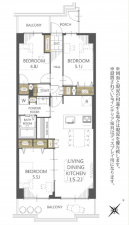 名古屋市昭和区滝川町、中古マンションの間取り画像です