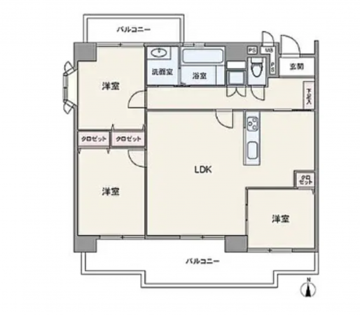 名古屋市昭和区滝子通、中古マンションの間取り画像です