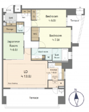 名古屋市昭和区鶴羽町、中古マンションの間取り画像です