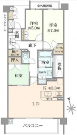 名古屋市昭和区川名山町、中古マンションの間取り画像です