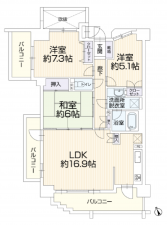 名古屋市昭和区折戸町、中古マンションの間取り画像です