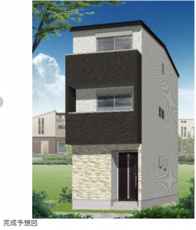 名古屋市昭和区滝子町、新築一戸建ての完成予想図（外観）画像です