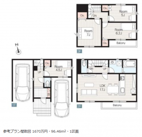 名古屋市昭和区折戸町、土地の建築プラン例画像です