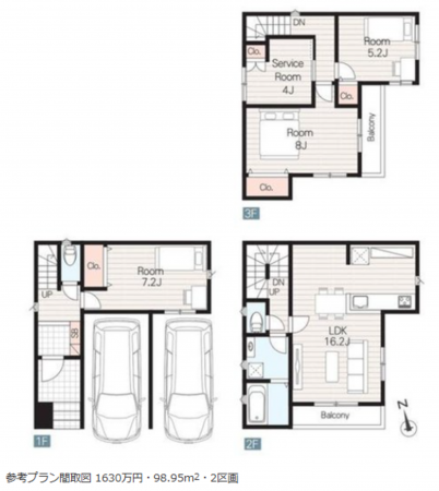 名古屋市昭和区折戸町、土地の建築プラン例画像です