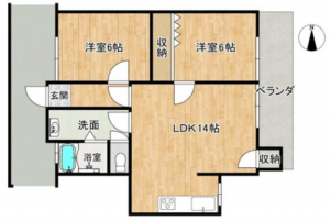 名古屋市昭和区白金、中古マンションの間取り画像です