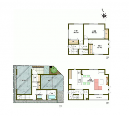 名古屋市昭和区吹上町、新築一戸建ての間取り画像です