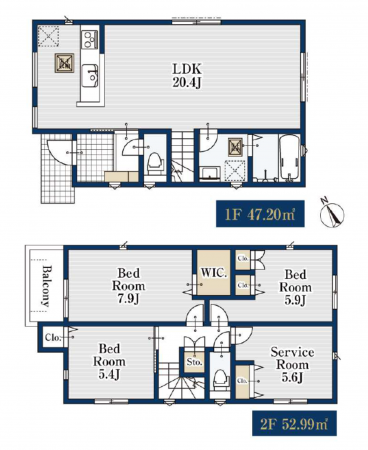 名古屋市昭和区伊勝町、新築一戸建ての間取り画像です