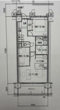 名古屋市昭和区曙町、中古マンションの間取り画像です