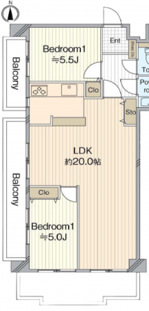 名古屋市昭和区滝川町、中古マンションの間取り画像です