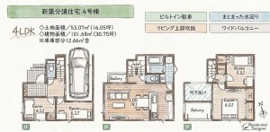 名古屋市昭和区折戸町、新築一戸建ての間取り画像です