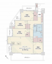名古屋市昭和区山手通、中古マンションの間取り画像です
