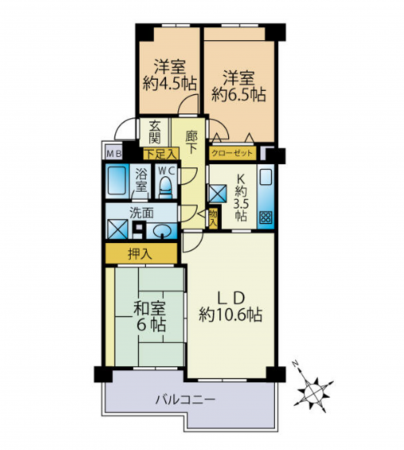 名古屋市昭和区御器所、中古マンションの間取り画像です