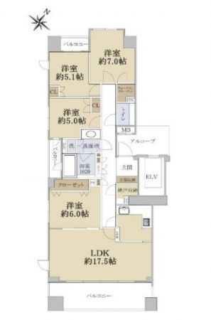名古屋市昭和区滝川町、中古マンションの間取り画像です