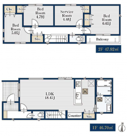 名古屋市昭和区伊勝町、新築一戸建ての間取り画像です