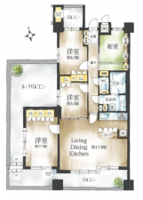 名古屋市瑞穂区大喜町、中古マンションの間取り画像です