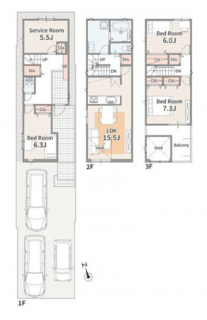 名古屋市昭和区元宮町、新築一戸建ての間取り画像です