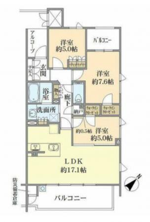 名古屋市昭和区前山町、中古マンションの間取り画像です