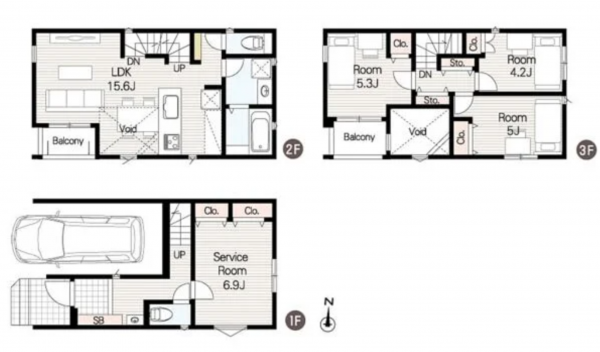 名古屋市瑞穂区直来町、新築一戸建ての間取り画像です
