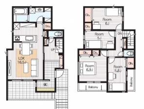名古屋市瑞穂区、新築一戸建ての間取り画像です