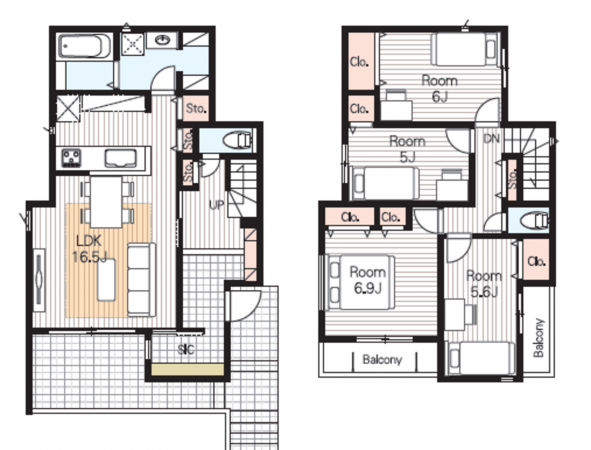 名古屋市瑞穂区、新築一戸建ての間取り画像です