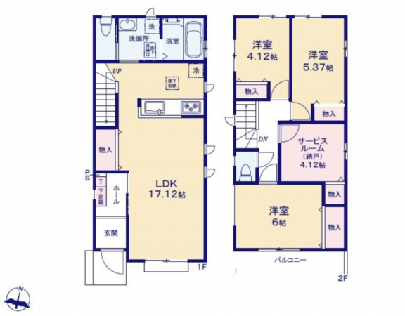 名古屋市瑞穂区中根町、新築一戸建ての間取り画像です