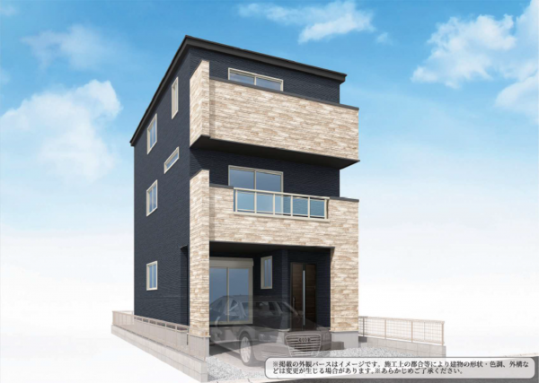 名古屋市瑞穂区雁道町、新築一戸建ての完成予想図（外観）画像です