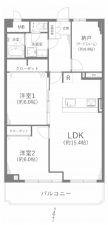 名古屋市瑞穂区惣作町、中古マンションの間取り画像です