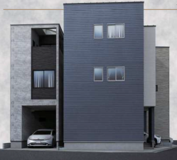 名古屋市千種区千種、新築一戸建ての完成予想図（外観）画像です