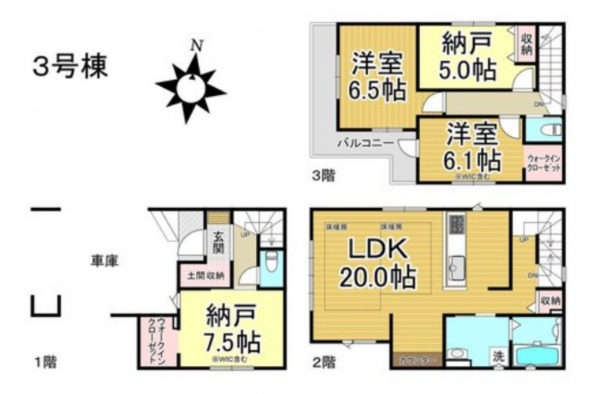 名古屋市昭和区吹上町、新築一戸建ての間取り画像です