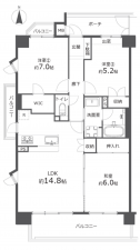 名古屋市昭和区菊園町、中古マンションの間取り画像です