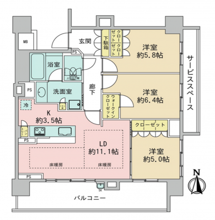 名古屋市昭和区阿由知通、中古マンションの間取り画像です