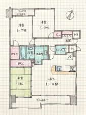 名古屋市千種区萩岡町、中古マンションの間取り画像です