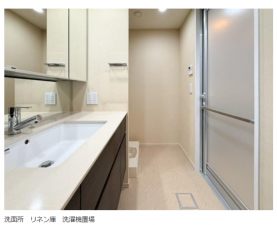 名古屋市昭和区高峯町、中古マンションの洗面画像です