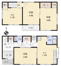 名古屋市瑞穂区井戸田町、中古一戸建ての間取り画像です