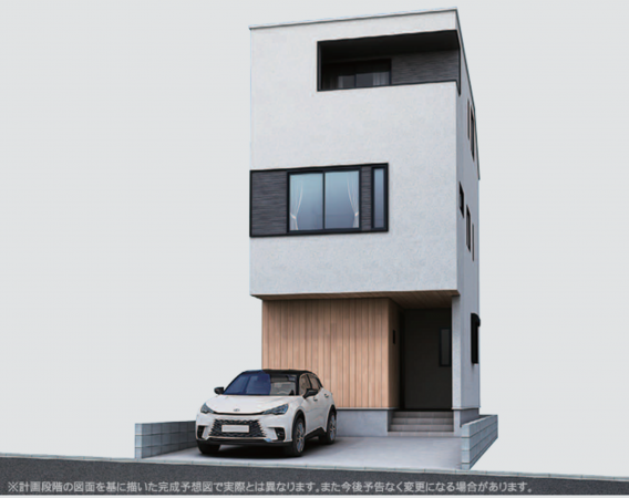名古屋市瑞穂区西ノ割町、新築一戸建ての完成予想図（外観）画像です